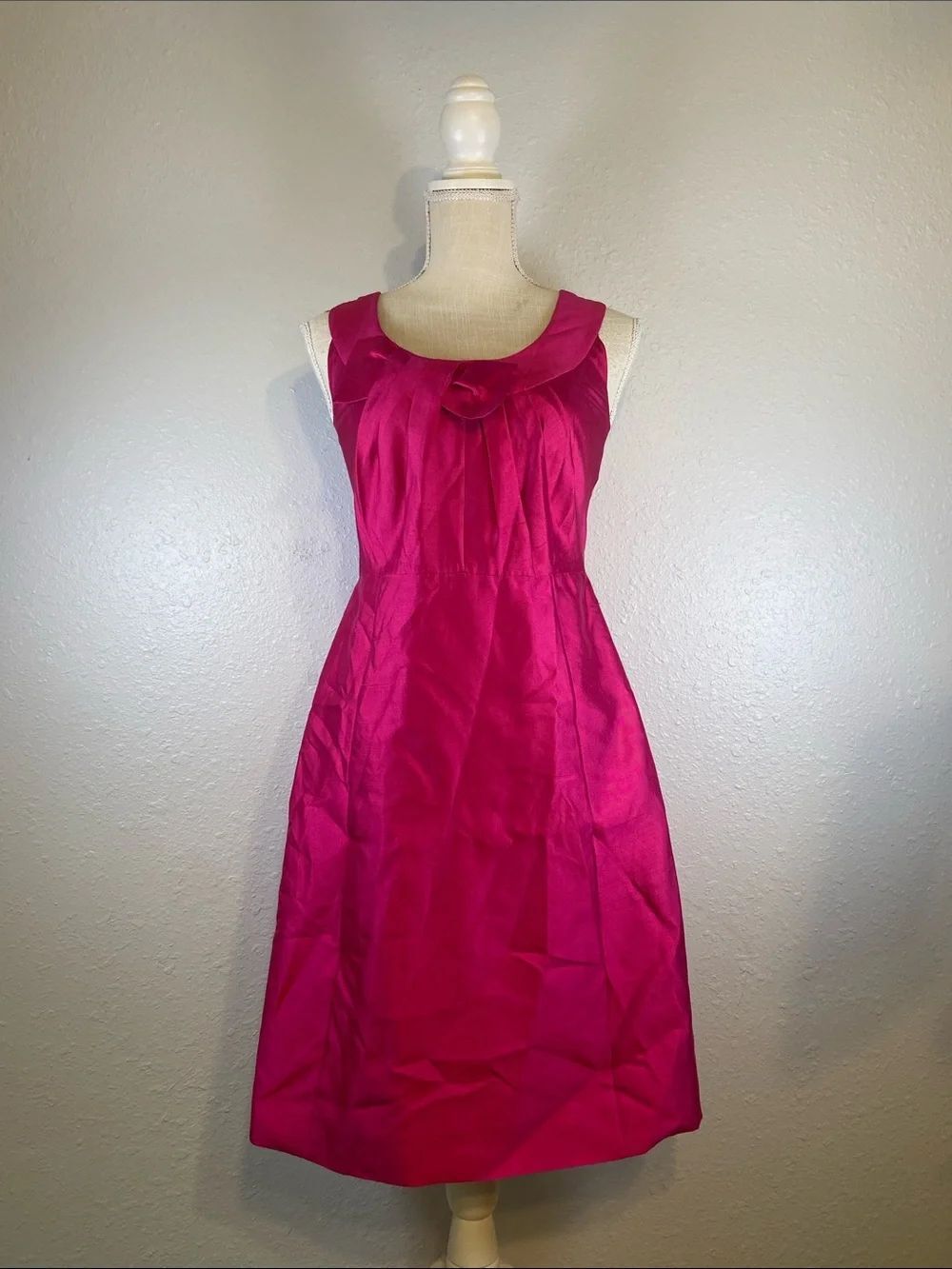 Kate Spade Pink Geo Dot Bow Neckline Chic Romantic Classic Retro Style Dress 2